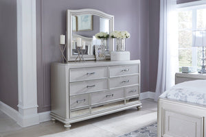 Coralayne Gray/Silver Upholstered Bedroom Set | B650
