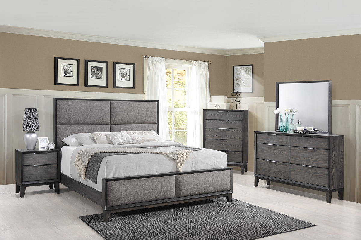 Florian Gray Panel Upholstered Bedroom Set | B6570