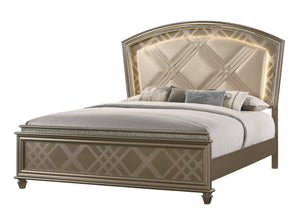 Cristal Gold LED Upholstered Panel Bedroom Set |B7800