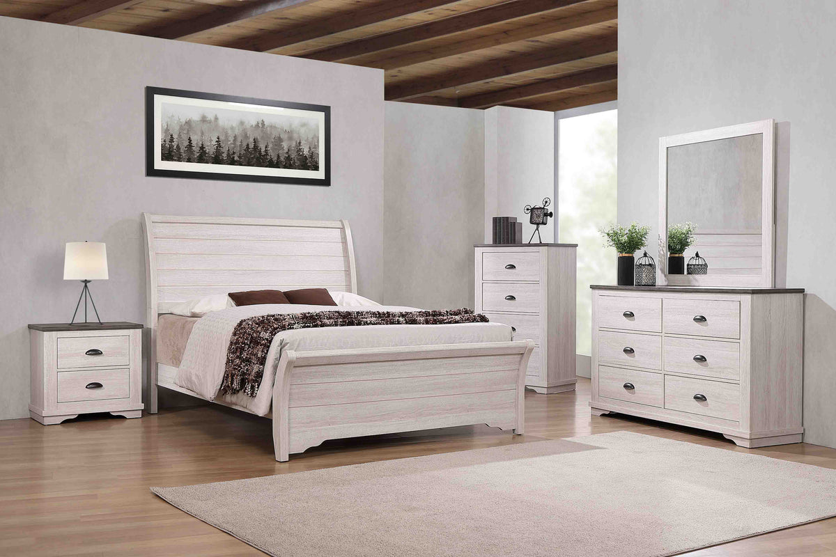 Coralee White Sleigh Panel Bedroom Set B8130