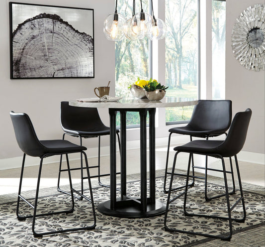 Centiar Black/White 5-Piece Counter Height Set | D372