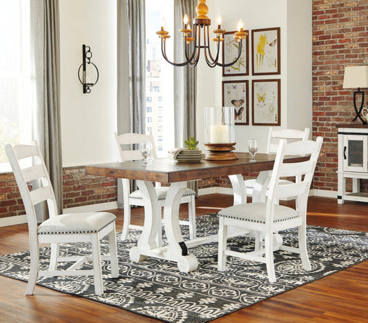 Valebeck White/Brown 5pc Rectangular Dining Set | D546