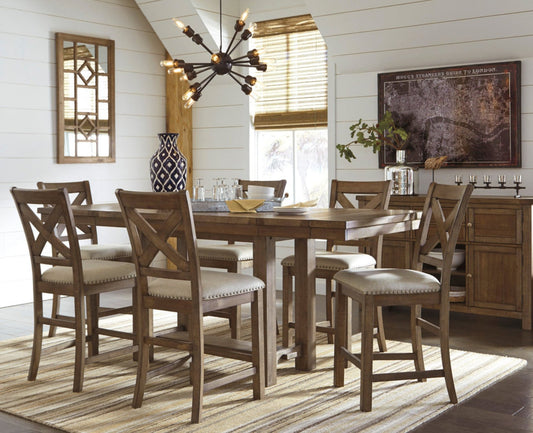 Moriville Grayish Brown Counter Height Set | D631