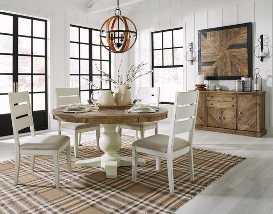 Grindleburg Light Brown-White Round 5pc Dining Room Set | D754
