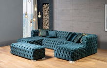 Load image into Gallery viewer, Polo Green Velvet Double Chase Sectional