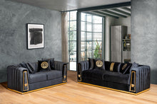 Load image into Gallery viewer, Royal Black Velvet  Sofa &amp; Loveseat