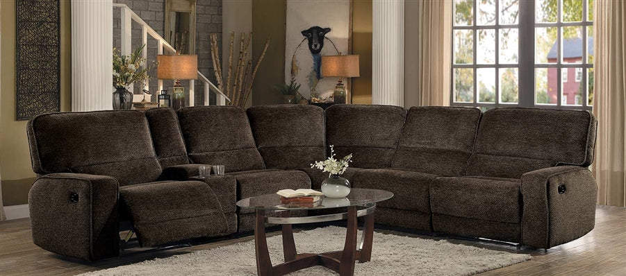 Shreveport Brown Fabric Reclining Sectional 8238