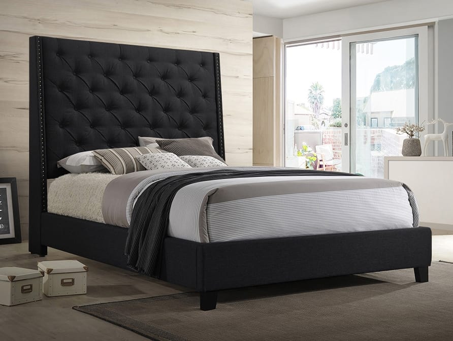 Chantilly Black Upholstered Queen Bed 5265