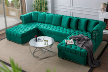 Load image into Gallery viewer, Larry Green Velvet Double Chaise Sectional