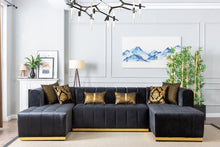 Load image into Gallery viewer, Siesta Black Velvet Double Chase Sectional