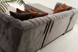 Armony Silver Velvet Double Chase Sectional 