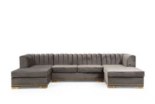 Load image into Gallery viewer, Armony Silver Velvet Double Chase Sectional 