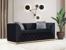 Load image into Gallery viewer, Veranda Black Velvet Sofa &amp; Loveseat