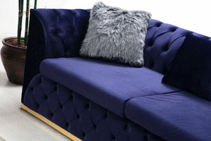 Veranda Blue Velvet Sofa & Loveseat