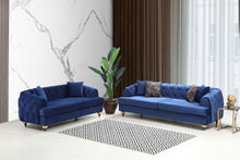 Load image into Gallery viewer, Dubai Blue Velvet Sofa &amp; Loveseat
