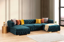 Load image into Gallery viewer, Matilda Green Velvet Double Chaise Sectional