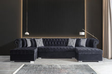 Load image into Gallery viewer, Larry Velvet Black Double Chaise Sectional