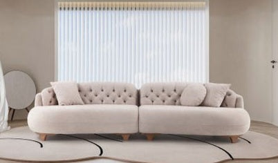 Allura Beige Boucle Curved Sectional