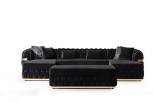 Load image into Gallery viewer, Jester Velvet Black Double Chaise Sectional