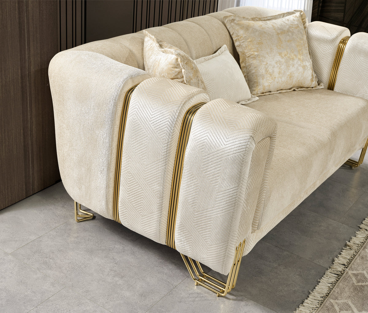 Santana Ivory Velvet Sofa & Loveseat