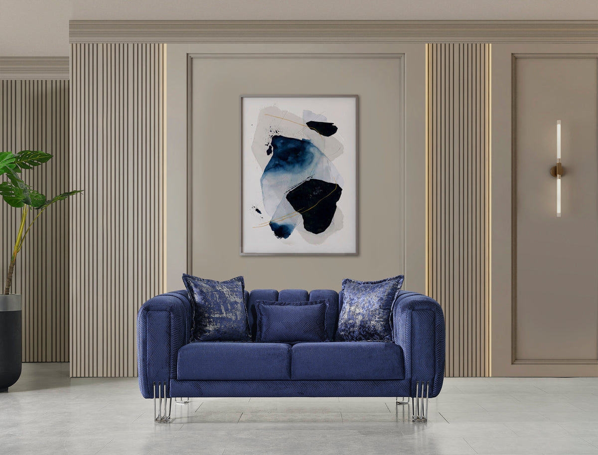 Santana Navy Velvet Sofa & Loveseat