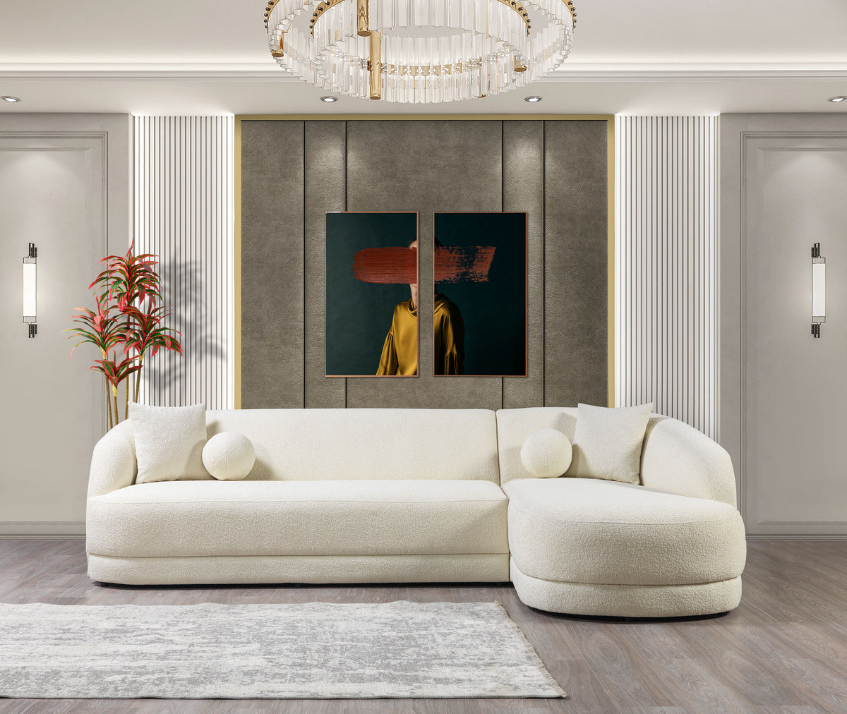 Bella Ivory Boucle Raf Sectional