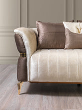 Load image into Gallery viewer, Leina Ivory-Coffee Velvet Sofa &amp; Loveseat