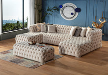 Load image into Gallery viewer, Polo Cream Velvet Double Chase Sectional