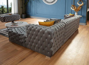 Polo Gray Velvet Double Chase Sectional
