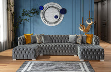 Load image into Gallery viewer, Polo Gray Velvet Double Chase Sectional