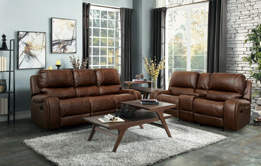 Ferrero Brown Reclining Sofa and Loveseat SH3215