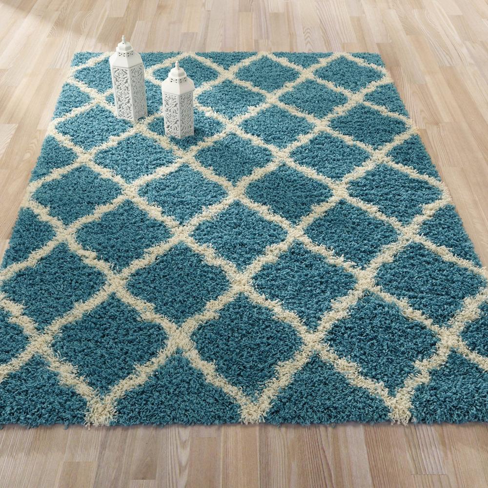 Cozy  Turquoise Shag Area Rug SGH2276  8X10