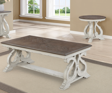 Load image into Gallery viewer, Clementine White-Brown 3-Pc Coffee Table Set  4148