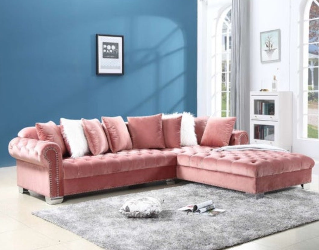 London Pink Velvet Oversize Sectional