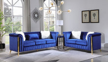 Load image into Gallery viewer, Fara Blue Velvet Sofa and Loveseat S8288