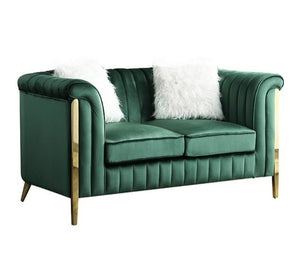 Fara Green Velvet  Sofa and Loveseat S8288