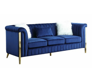 Fara Blue Velvet Sofa and Loveseat S8288