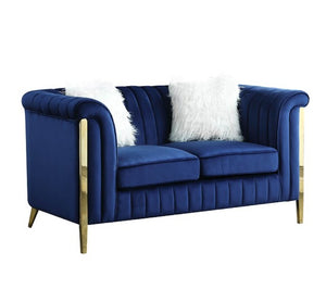 Fara Blue Velvet Sofa and Loveseat S8288