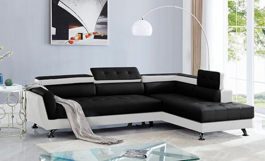 Izzi Black/White Faux Leather Sectional S4545