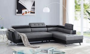 Izzi Gray/Black Faux Leather Sectional S4545