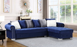 Milan Blue Velvet Sectional Sofa S8187
