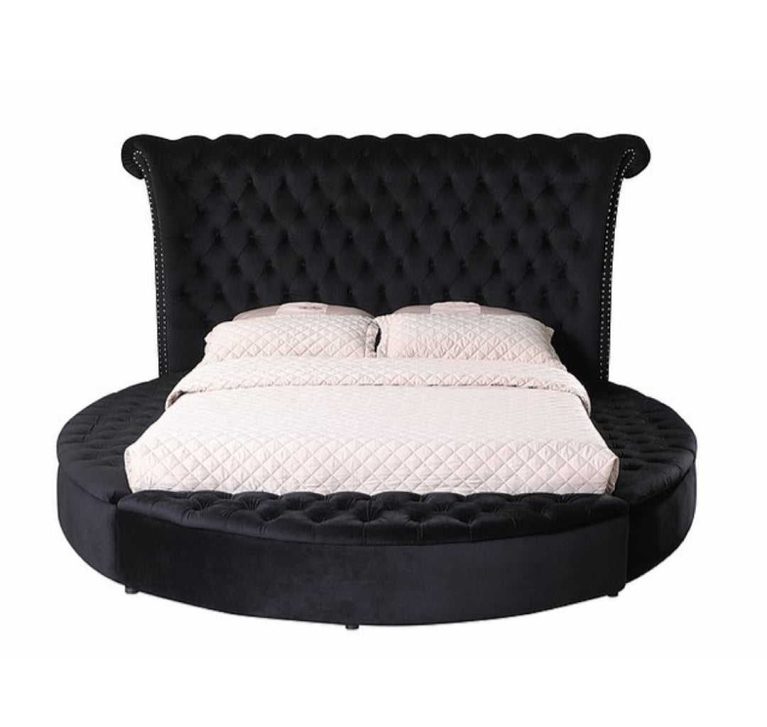 Lux Black Velvet King Bed B8008