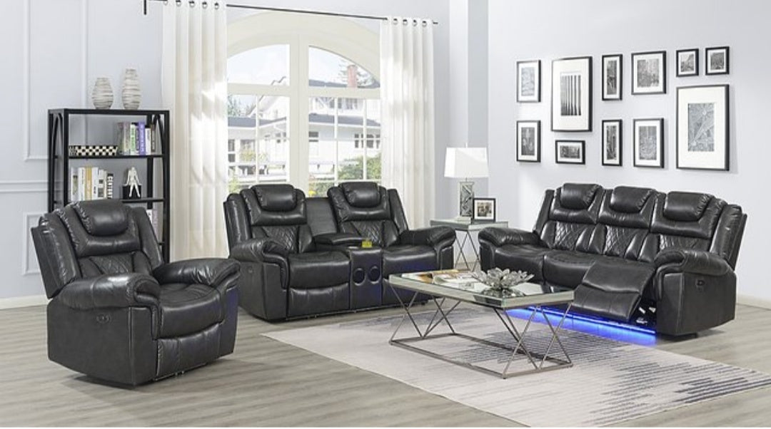 Party Time Gray LED 3pc Power Reclining Set S2020