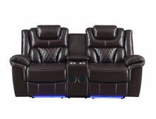 Load image into Gallery viewer, Party Time Brown LED 3pc Power Reclining Set  S2020