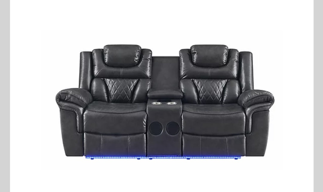 Party Time Gray POWER/LED/BLUETOOTH SPEAKERS 3pc  Reclining Set S2020