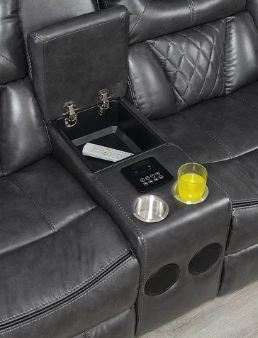 Party Time Gray POWER/LED/BLUETOOTH SPEAKERS 3pc  Reclining Set S2020
