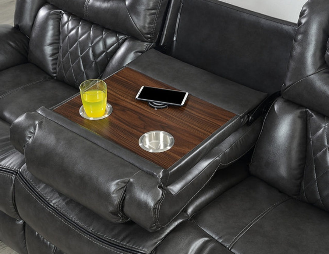 Party Time Gray POWER/LED/BLUETOOTH SPEAKERS 3pc  Reclining Set S2020