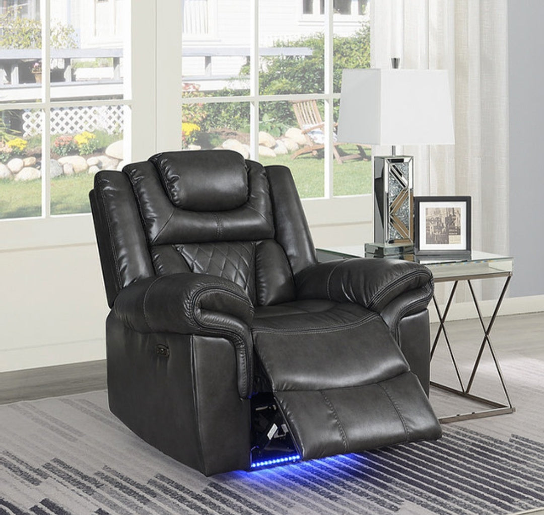 Party Time Gray POWER/LED/BLUETOOTH SPEAKERS 3pc  Reclining Set S2020