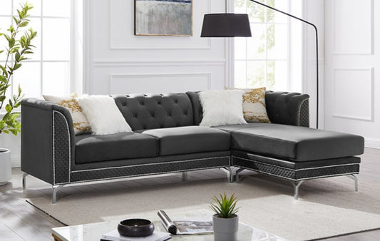 Zia Gray Velvet Reversible Sectional S8181