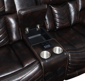 Lucky Charm Brown LED 3pc Reclining Set S2021